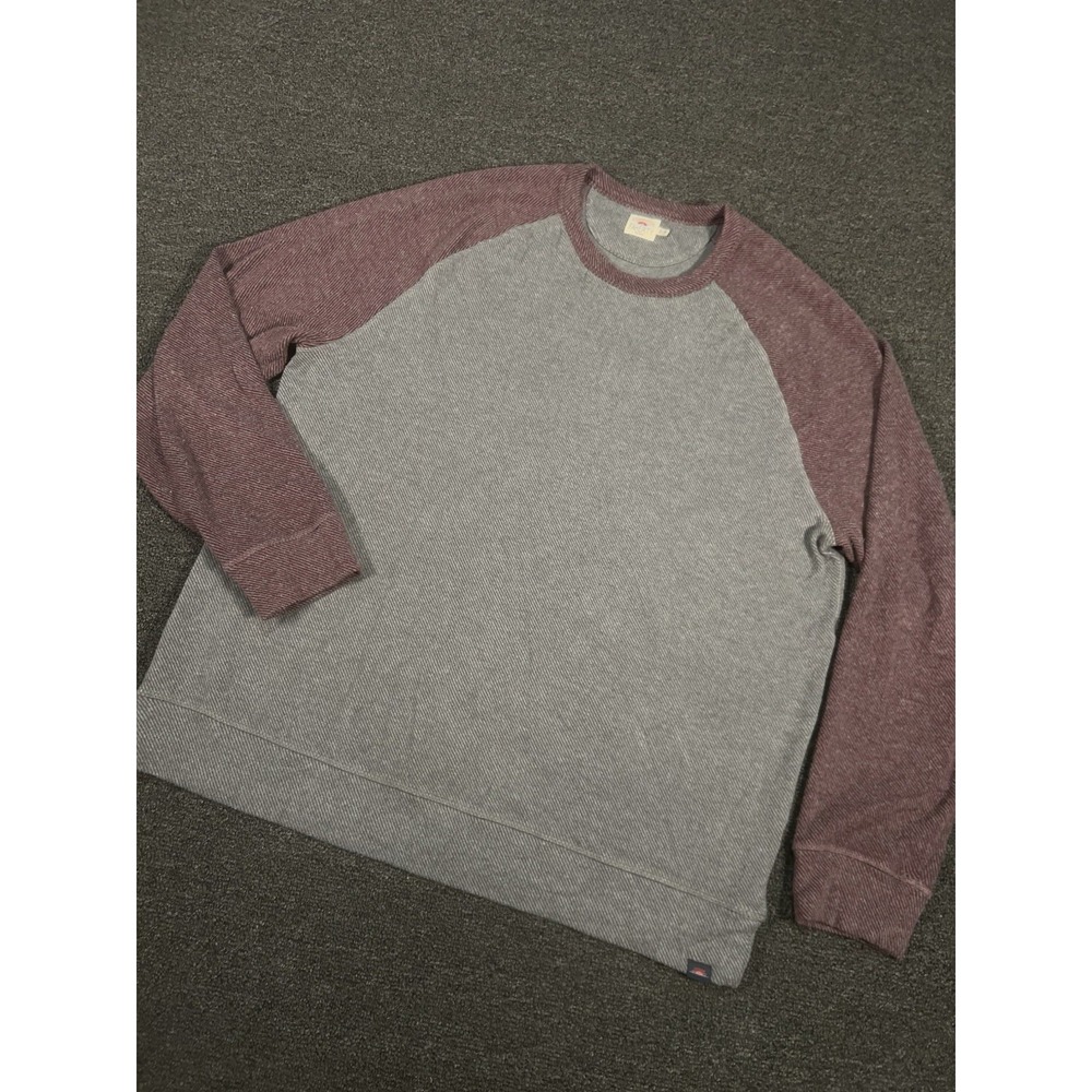 Faherty Legend Sweater Crew Mens 2XL Gray Twill Raglan Pullover Soft Preppy